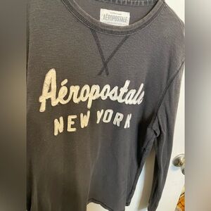 Aeropostale Men's Charcoal Crewneck Thermal Sweater